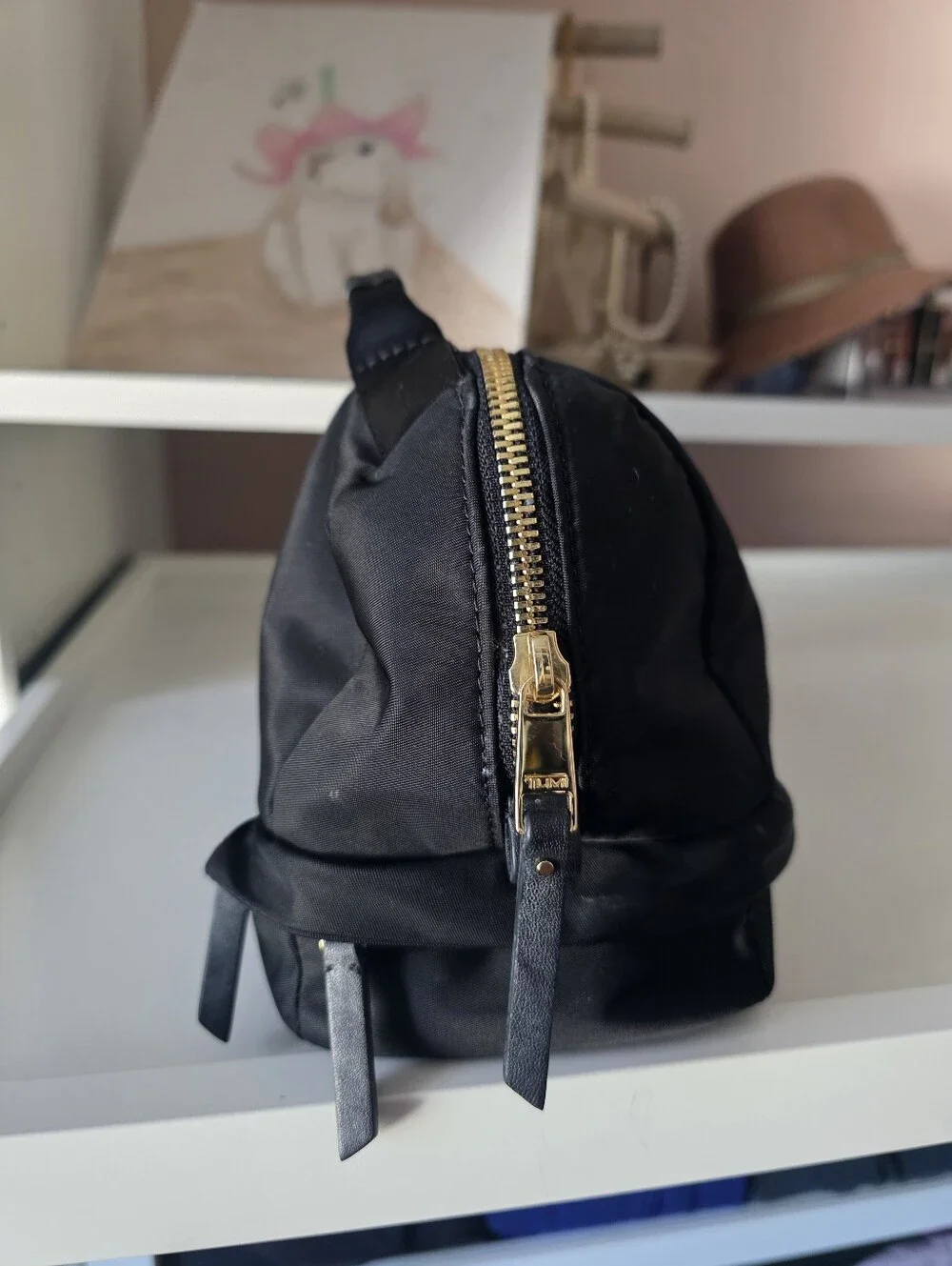 Tumi Voyageur Selma Cosmetic Case Toiletry Bag in black gold